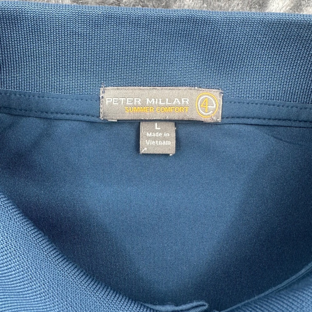 Peter Millar Summer Comfort Polo Shirt Mens Large Blue Club Car Performance Golf - Picture 3 of 8